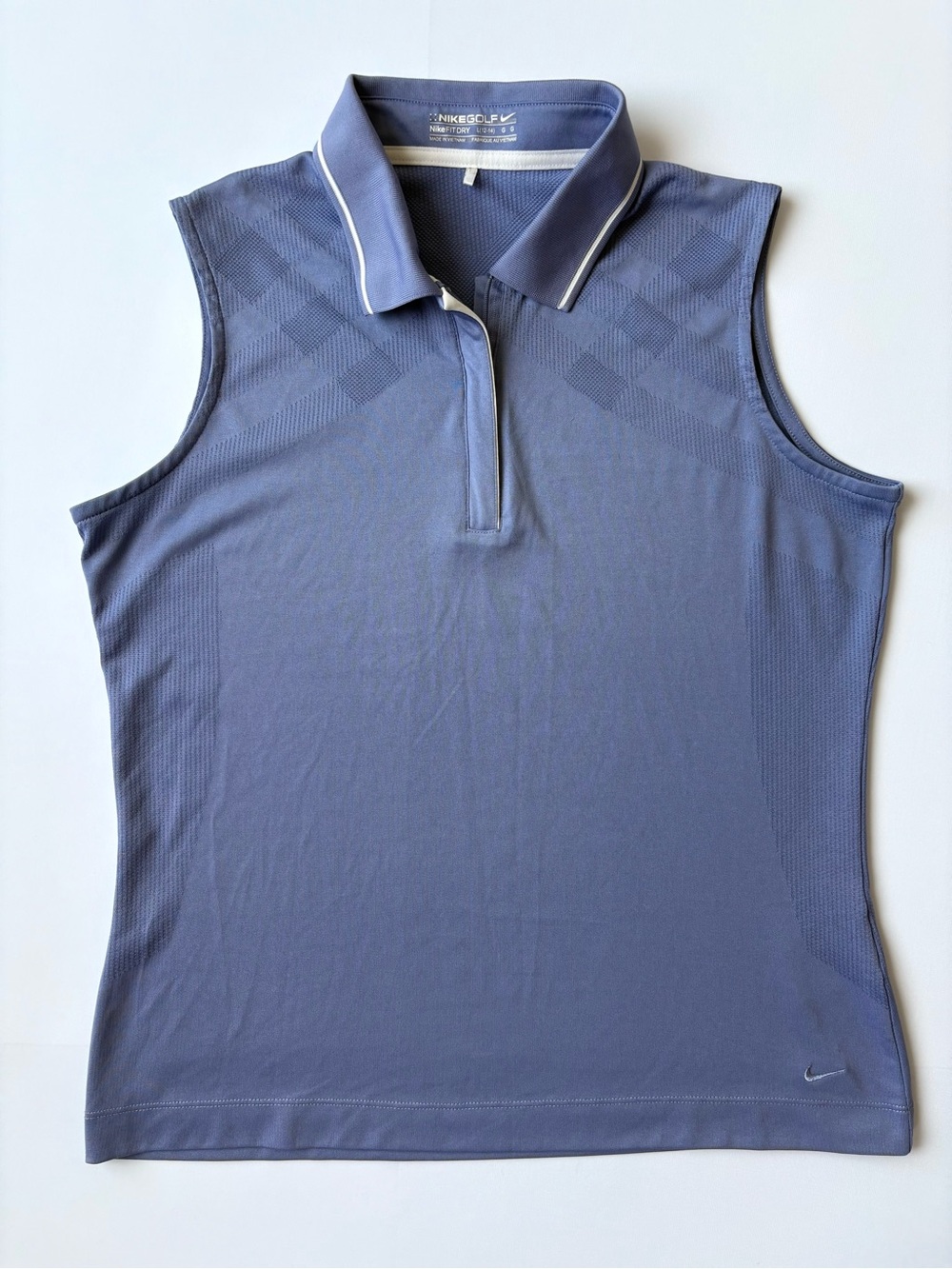 Nike Women’s Sleeveless Golf Polo Top - Slate Blue with White Trim